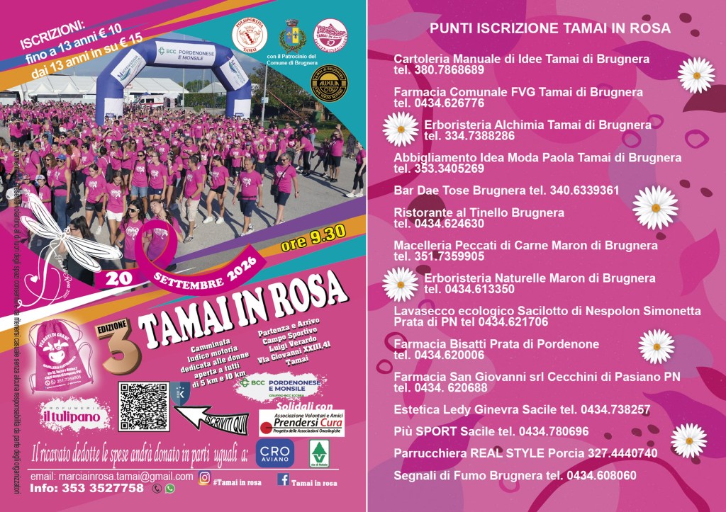 Tamai in Rosa 2026: aperte le&nbsp;iscrizioni